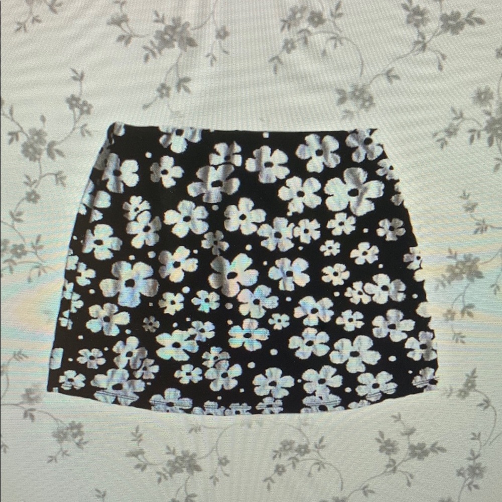 Floral Black and White Skirt